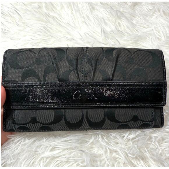 y2k COACH Black Signature Canvas Wallet - Picture 1 of 11
